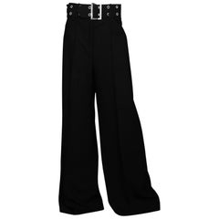 Milly Black Double Crepe Wide Leg Pant W/ Belt Sz 10