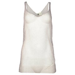 Lanvin Platinum Metallic Haut Maille Open Knit Mesh Tank Top NWT Sz XL