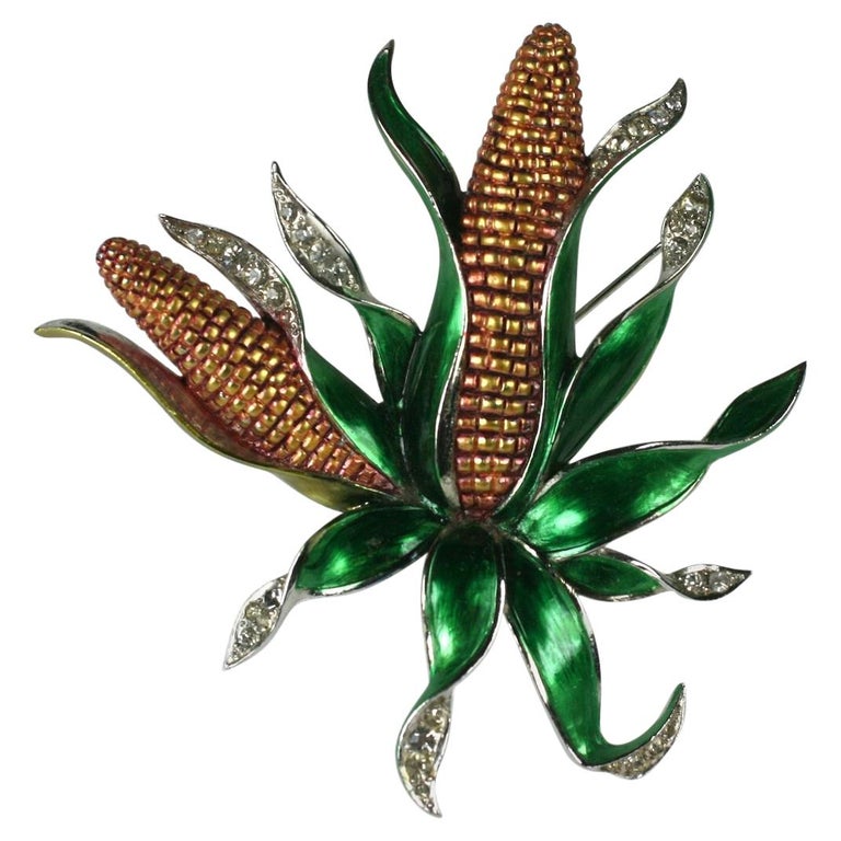  Marcel Boucher Pearlized Enamel Corn on the Cob Brooch For Sale