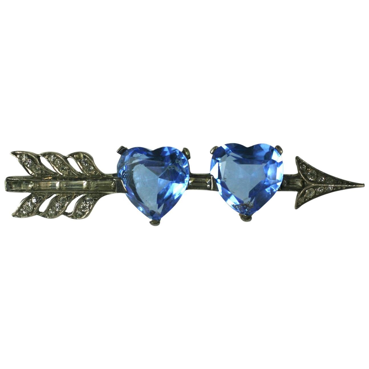 Marcel Boucher Double Heart Pierced Arrow Brooch