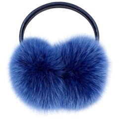 Verheyen London Ear Muffs in Sky Blue Fox Fur