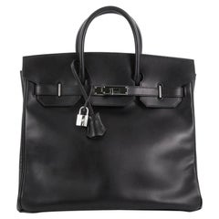 Hermes Birkin HAC Handbag Black Chamonix with Ruthenium Hardware 32