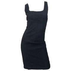 New Michael Kors Collection Size 10 Cotton Eyelet Little Black Sheath Dress