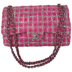Chanel Hot Pink Tweed Double Flap