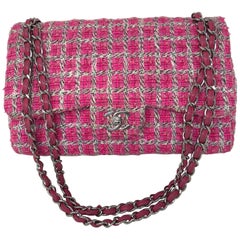 Chanel Hot Pink Tweed Double Flap 