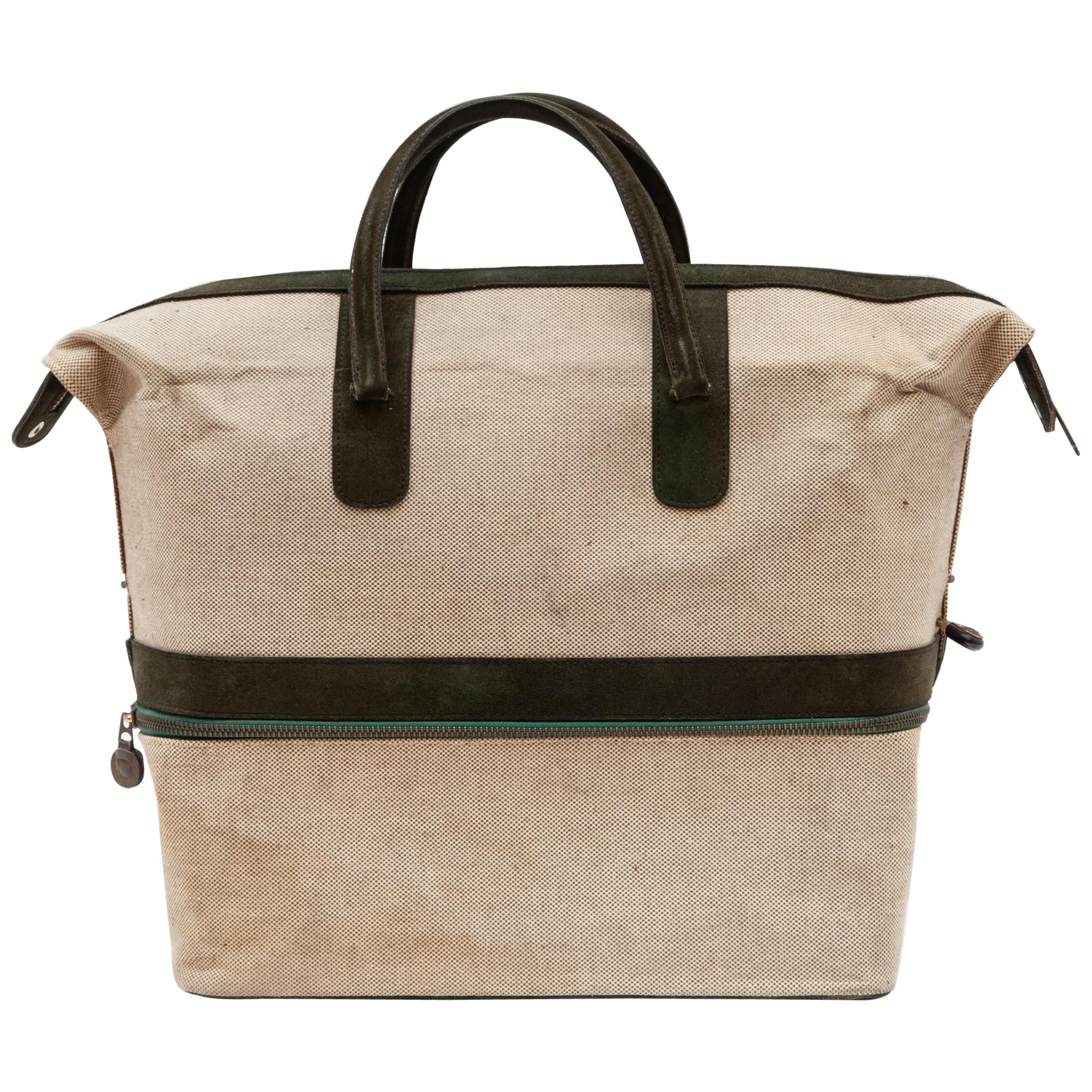 Vintage Canvas Weekend Bag by Delvaux, Belgium, 1950s For Sale
