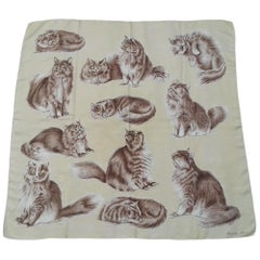 Hermès Vintage Silk Scarf Chats Persans Persian Cats De Poret 1956 Rare GRAIL 