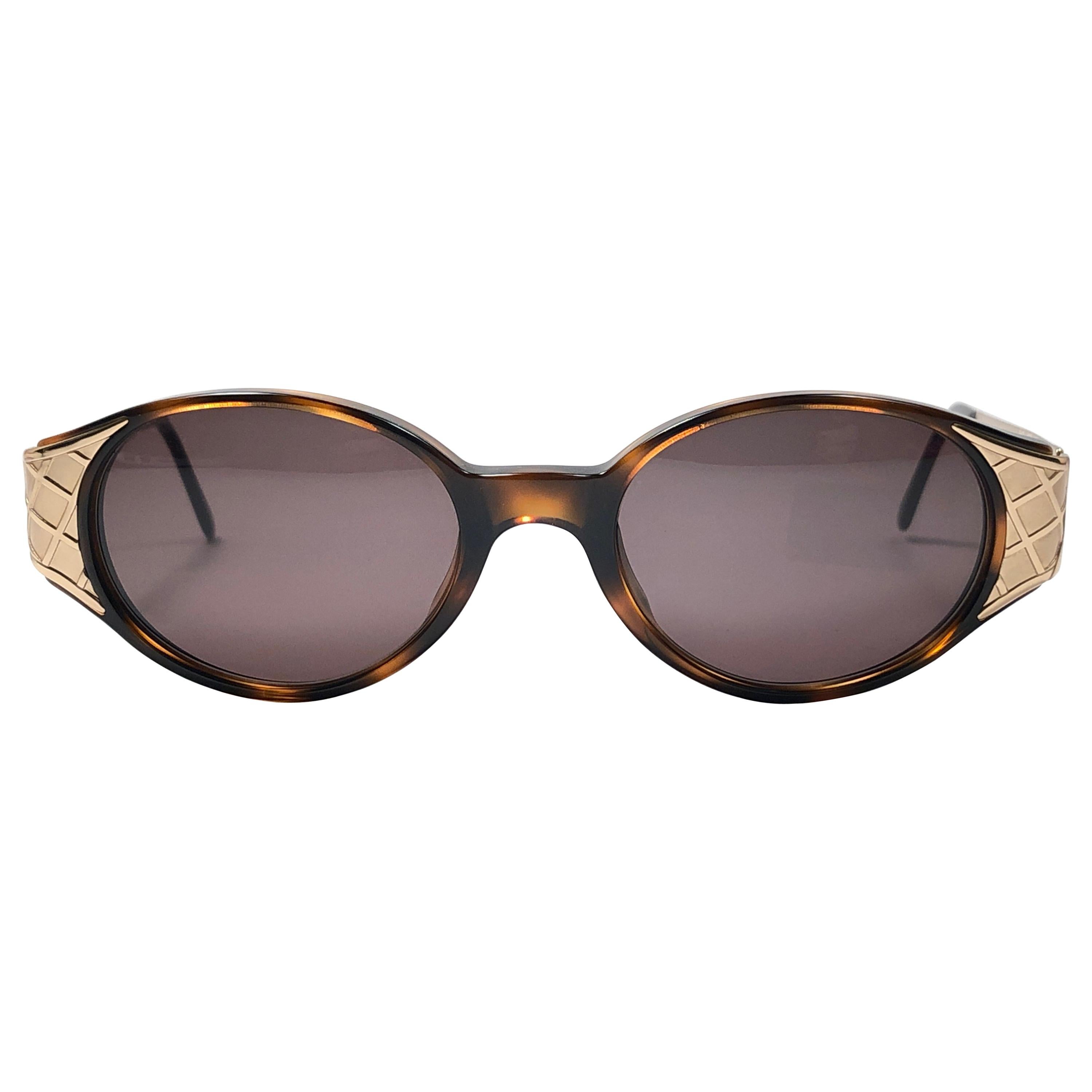 Vintage Yves Saint Laurent 6547 Round Gold 1980's Paris Sunglasses