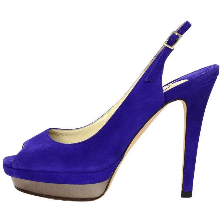 Jimmy Choo Purple Suede Open Toe Slingback Platform Shoes Sz 35.5 For ...