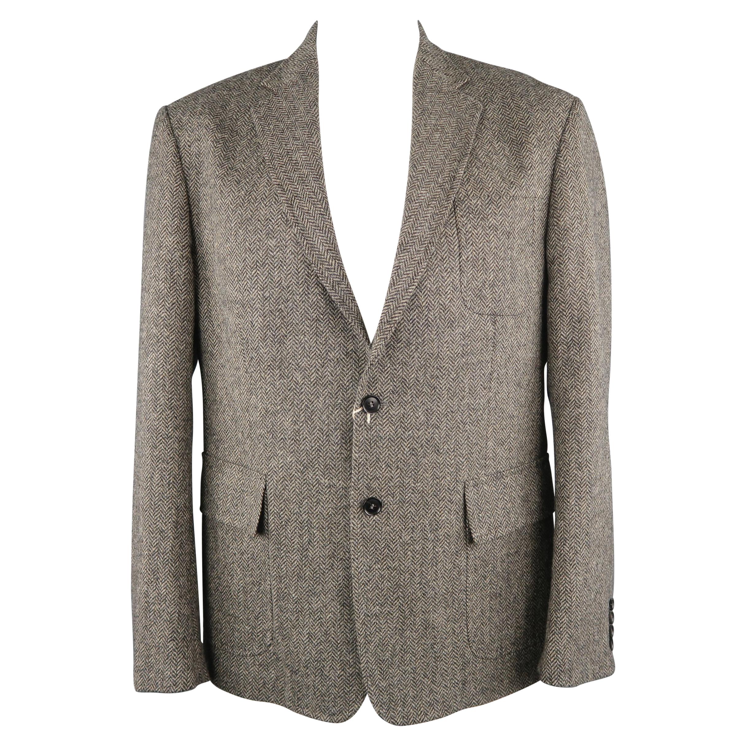 BILLY REID 44 Gray Herringbone Wool Sport Coat