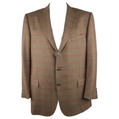 ERMENEGILDO ZEGNA 50 Regular Olive Plaid Wool Sport Coat