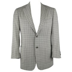 CANALI 42 Regular Grey Checkered Wool Sport Coat 