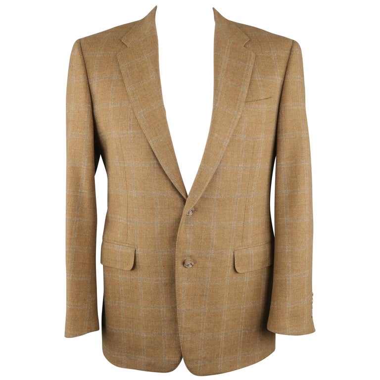 CORNELIANI 40 Tan Window Pane Wool / Cashmere Sport Coat For Sale at ...