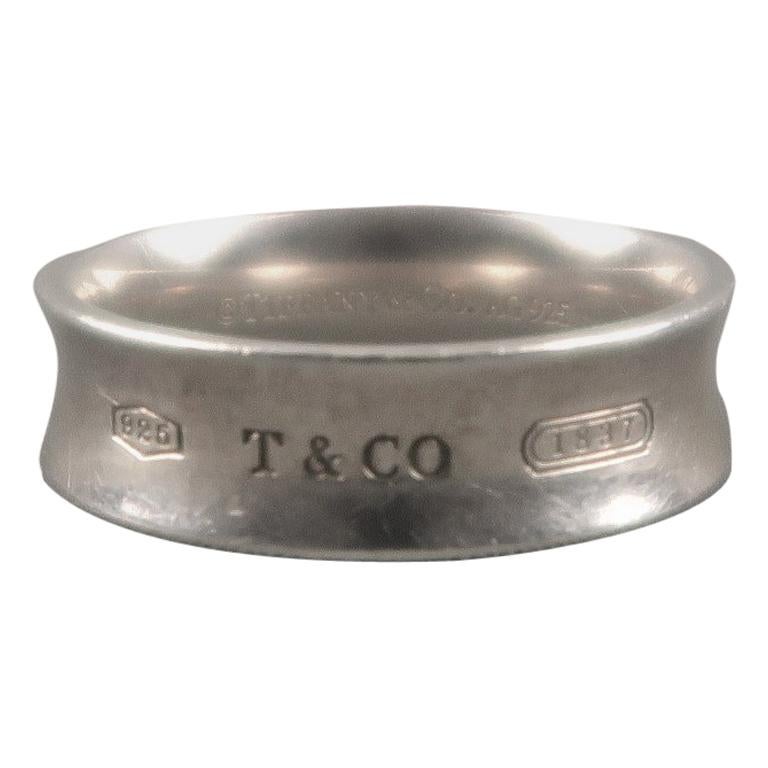 TIFFANY & CO. Size 10 Sterling Silver 1937 Embossed Band Ring