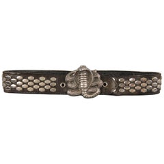 Vintage INSTYLE 1979 Size 32 Black Studded Leather Cobra Buckle Belt