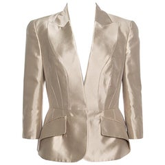 Alexander McQueen Champagne Silk Faux Lapel Mikado Blazer M