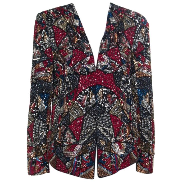Alice + Olivia Multicolor Embellished Open Front Jacket S For Sale at ...