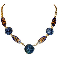 Circa 1940s Enameled Pagoda Necklace