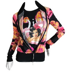 Christian Dior by John Galliano Surrealist Pansy Lip Print Two Piece Sweater Set