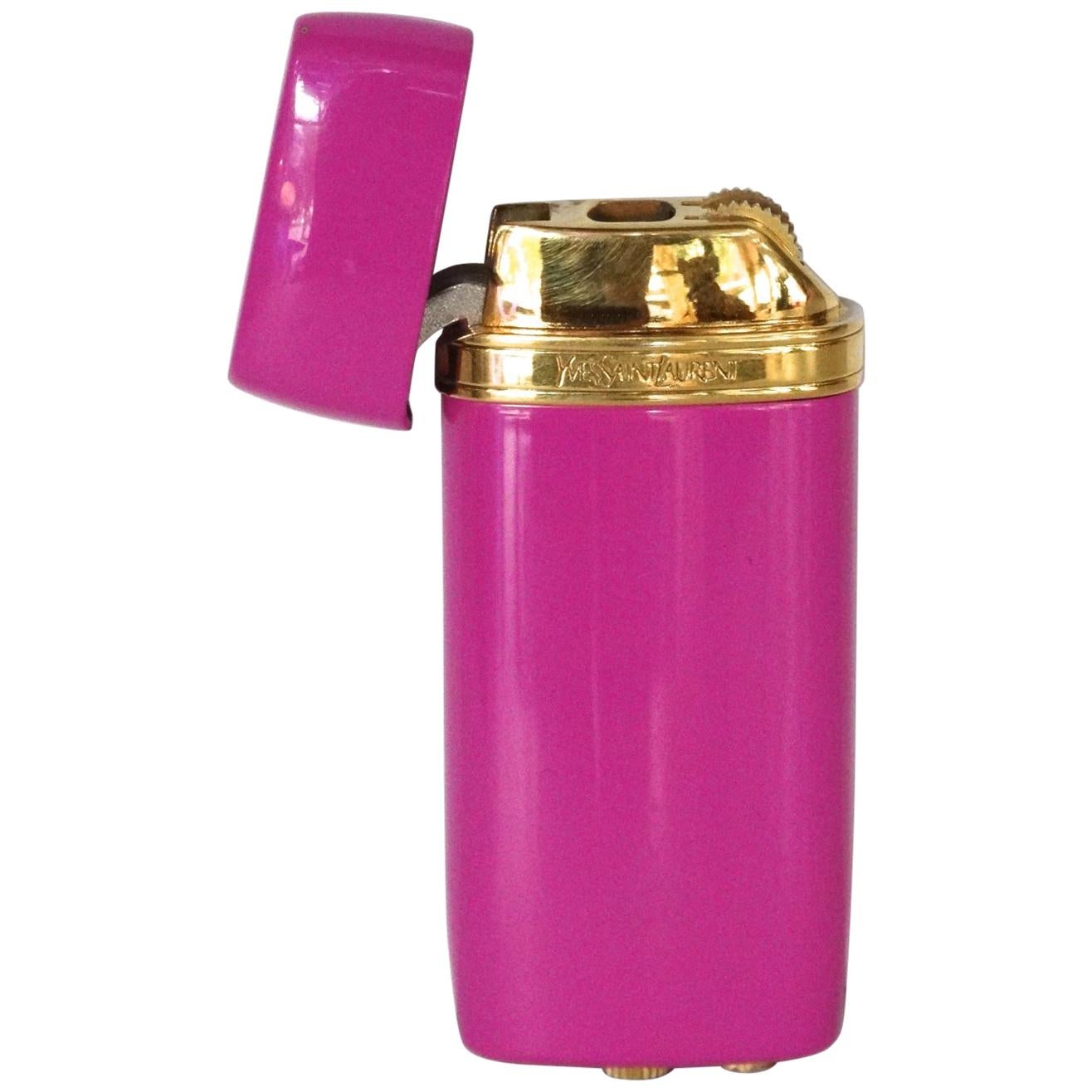 Rare 1960s Yves Saint Laurent Mini Louisiane Pink Lighter