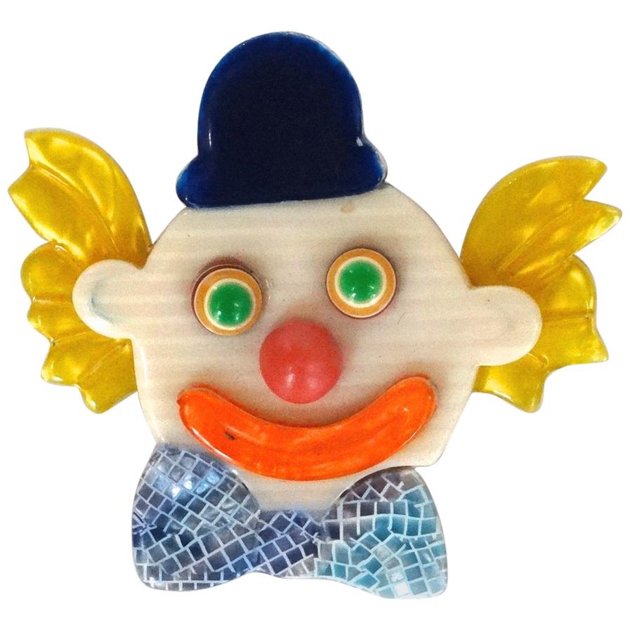 Broche Clown Lea Stein des années 1970 en vente