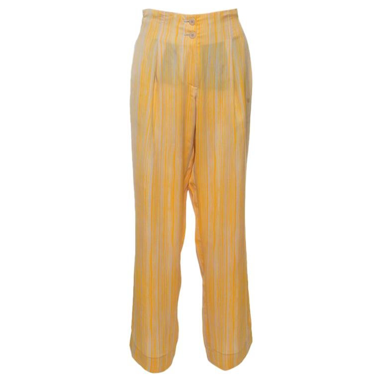 Bottega Veneta Yellow and Grey Striped Pants L