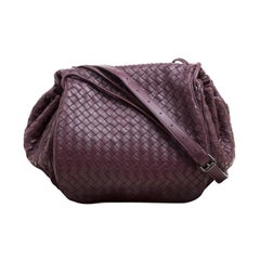 Bottega Veneta Burgundy Intrecciato Leather Drawstring Flap Crossbody Bag