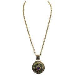 Vintage Art Deco Style Amethyst Pendant Necklace