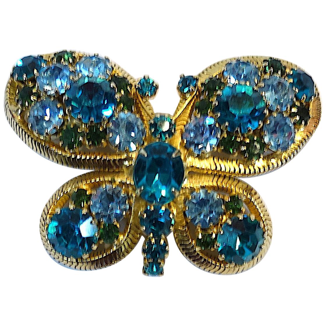 Vintage Signed Weiss Crystals Dragonfly Brooch