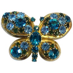 Vintage Signed Weiss Crystals Dragonfly Brooch