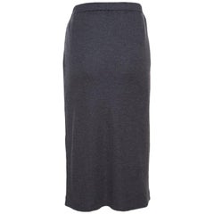  Grey Wool Embellished Side Seam Detail Midi Skirt XL