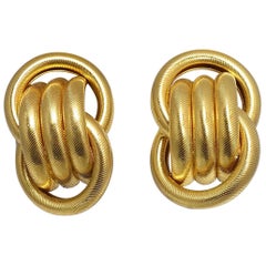 Retro Signed Napier Gold Tone Clip Earrings
