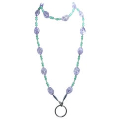 French Peridot & Amethyst Glass Necklace-Key Chain Holder