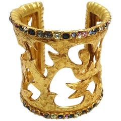 Vintage Signed Christian LaCroix Crystals Cuff Bracelet
