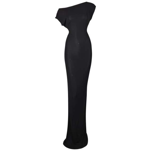 1997 Gucci by Tom Ford Semi-Sheer Black Extra Long Bateau Gown Dress 40 ...