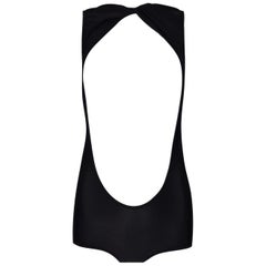2000er Neu mit Etikett Celine Schwarzer Bondage-Badeanzug mit brustfreiem Cut-Out-Bodysuit