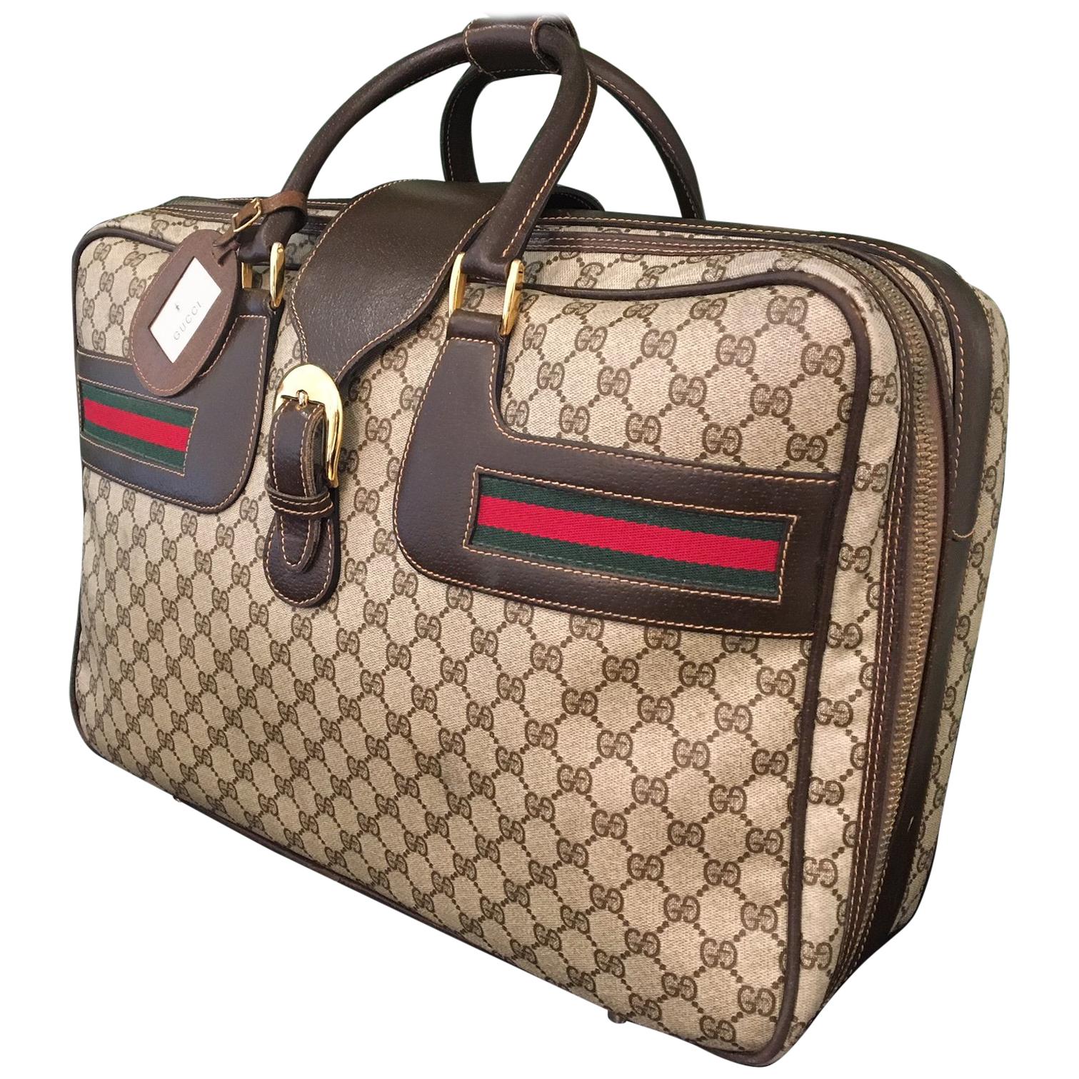 1980s Gucci Monogram "GG" Luggage Bag 