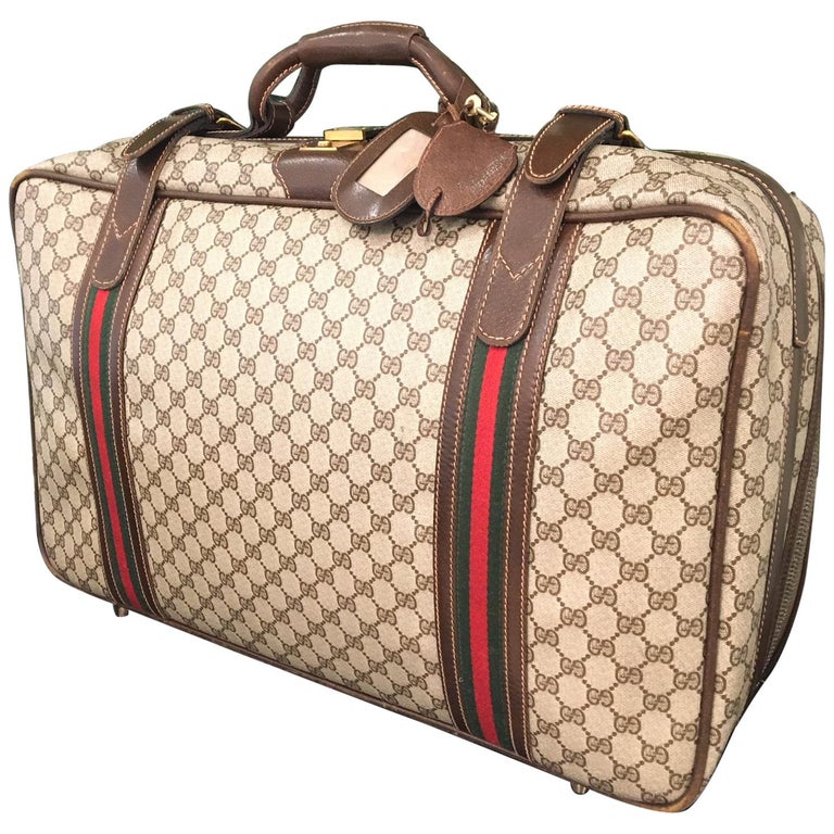 Vintage Gucci Monogram "GG" Luggage Bag For Sale at | vintage gucci suitcase, gucci luggage bag, vintage gucci luggage