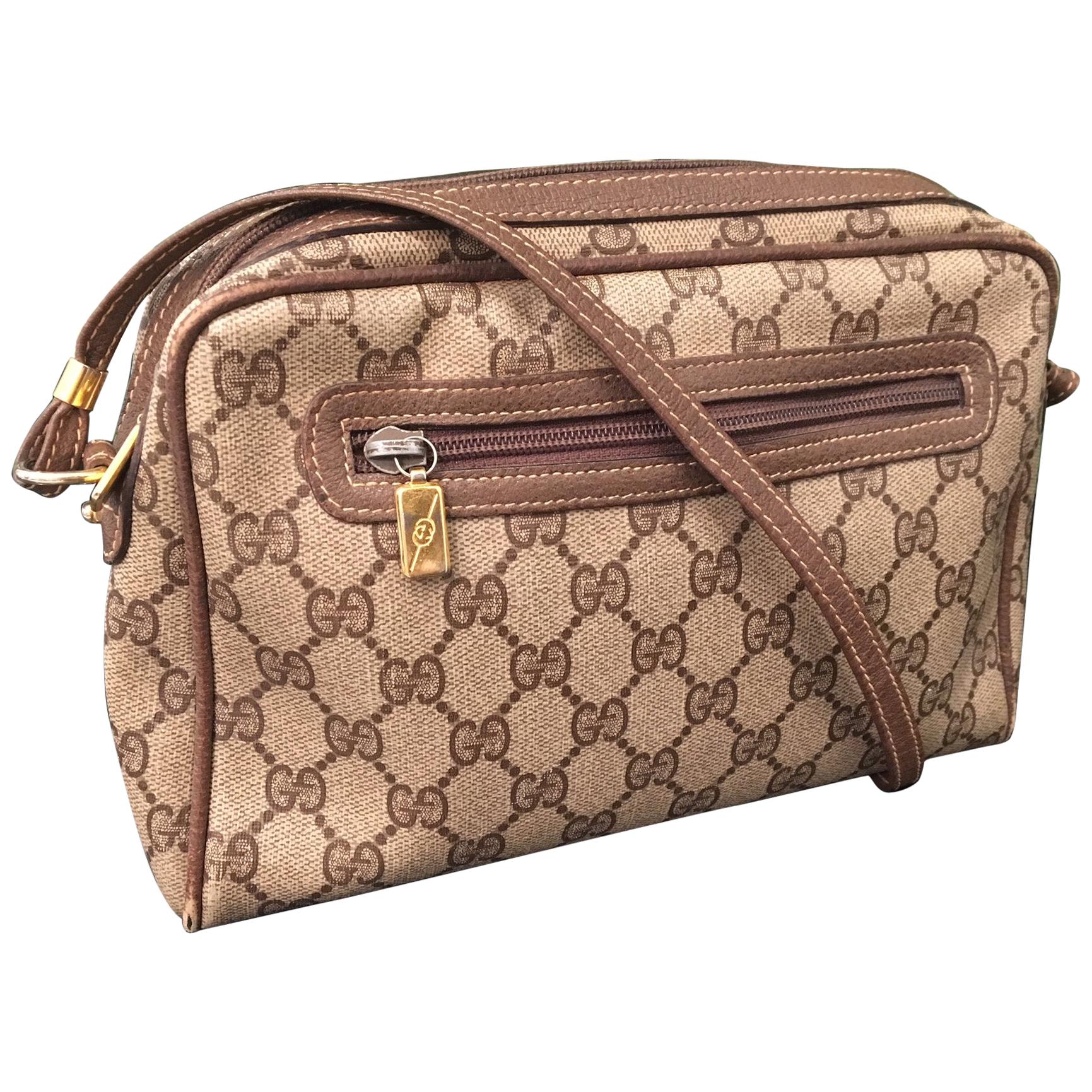 Vintage Signature "GG" Monogram Crossbody Handbag For Sale