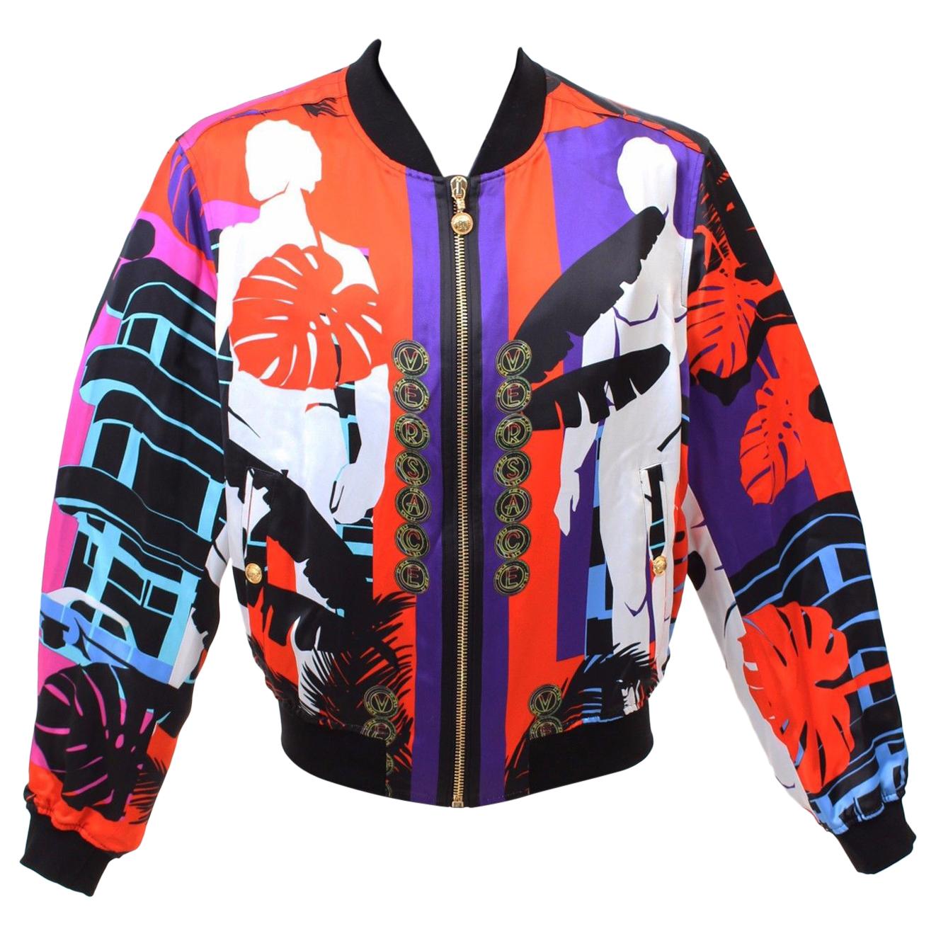 BRAND NEW VERSACE CUBA PRINT RED JACKET for MEN For Sale at 1stDibs