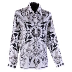 NEW VERSACE 100% SILK SHIRT in ICONIC BLACK and WHITE PRINT for MEN