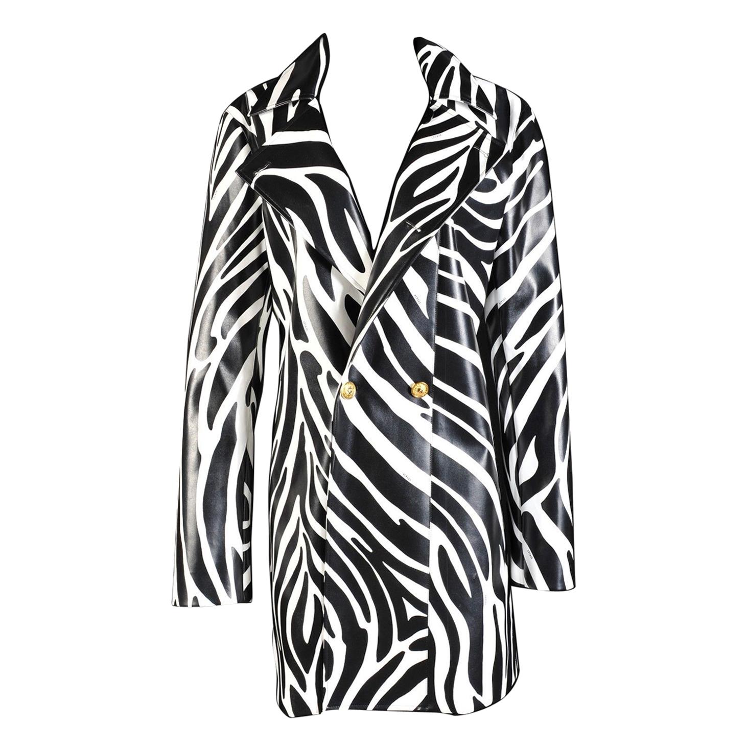 NEW VERSACE VERSUS MEN'S WATERPROOF ZEBRA PRINT COAT for MEN For Sale