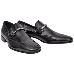 NEW VERSACE BLACK EEL SKIN LOAFERS for MEN