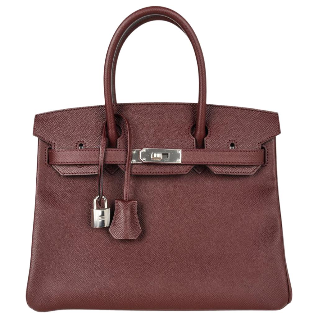 Hermes Birkin 30 Bag Bordeaux Epsom Palladium Hardware