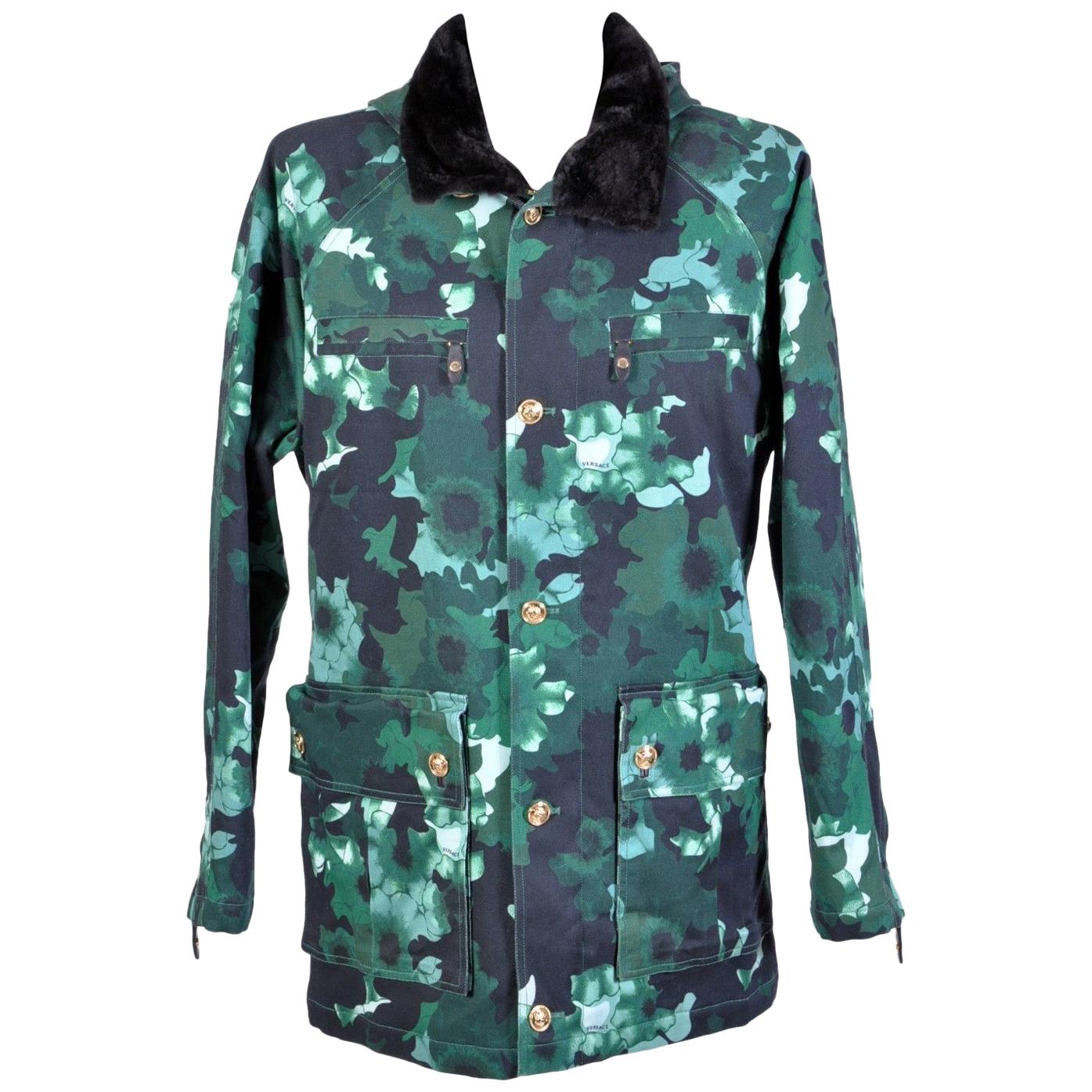 New VERSACE Military jacket with beaver fur for men