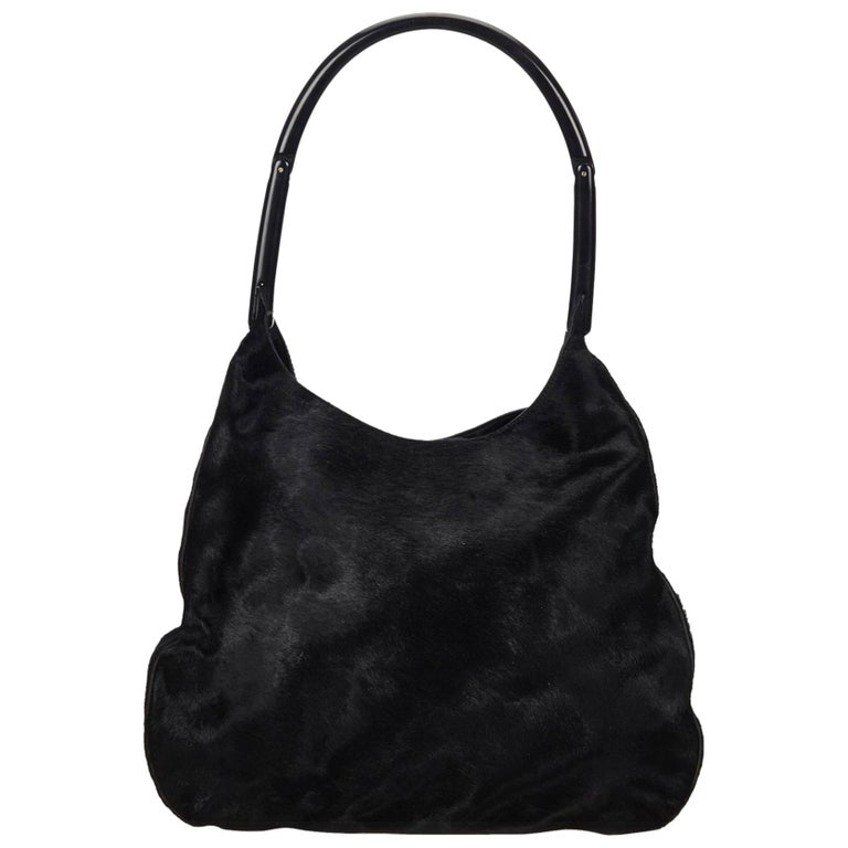 Prada Black Pony Hair Shoulder Bag For Sale at 1stDibs