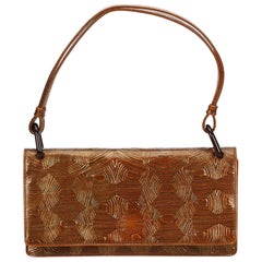 Prada Brown Embossed Leather Baguette