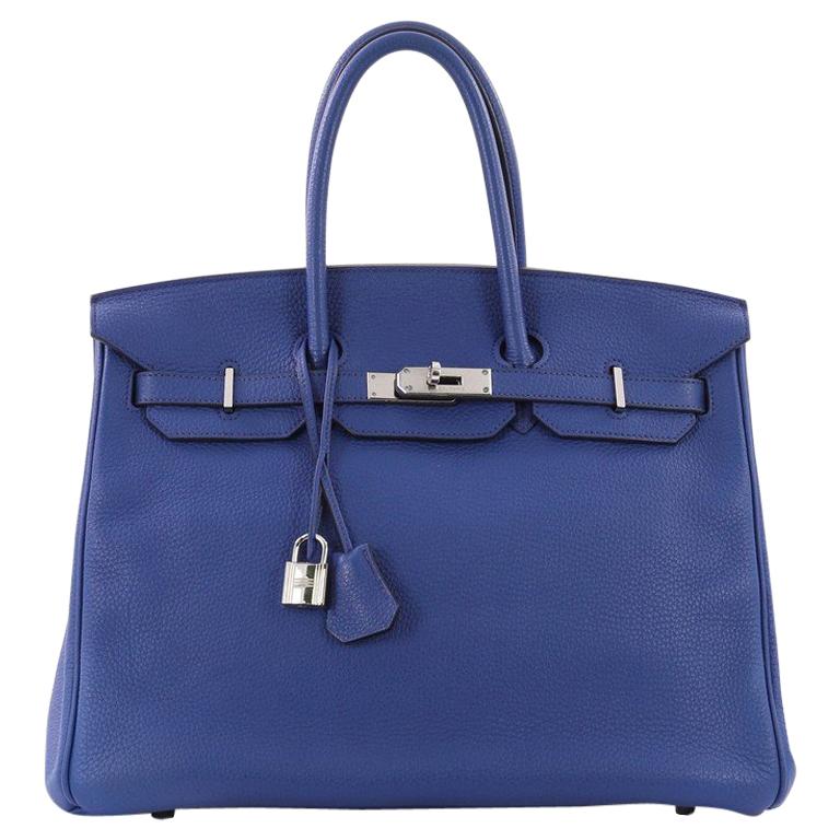 Hermes Birkin Handbag Blue Electric Togo with Palladium Hardware 35