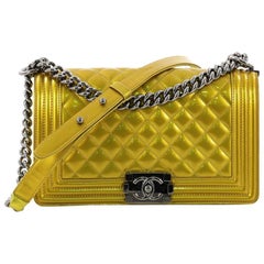 Chanel Boy Flap Bag Quilted Patent Old Medium Chanel Boy Flap Bag Quilted Patent Old Medium
