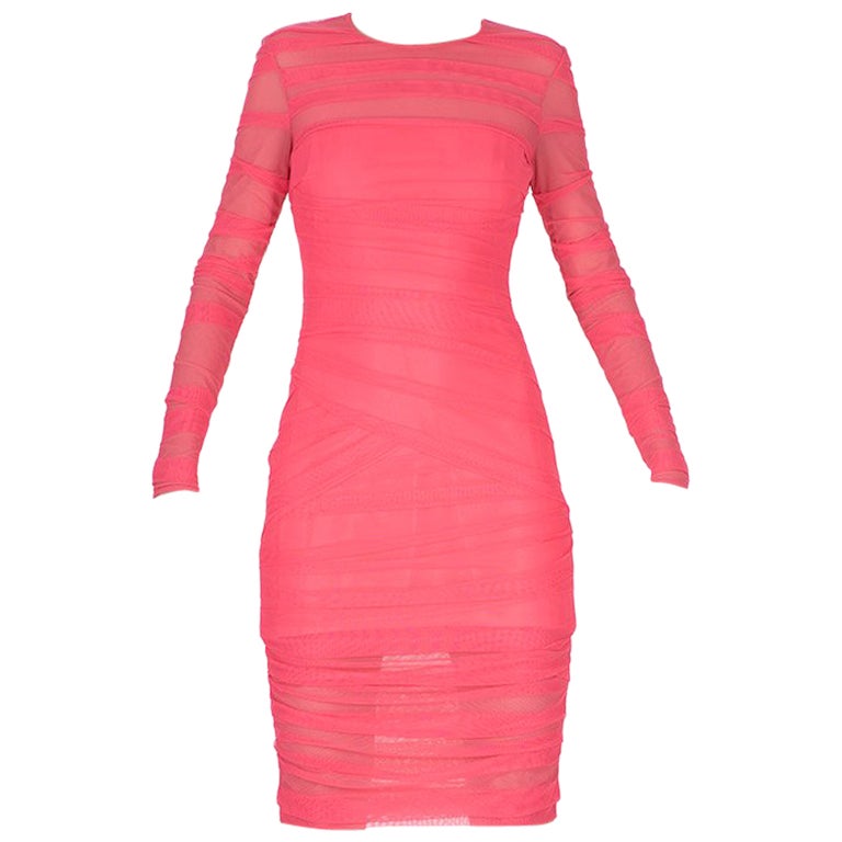 New VERSACE Hot Pink Embellished Gown For Sale at 1stDibs